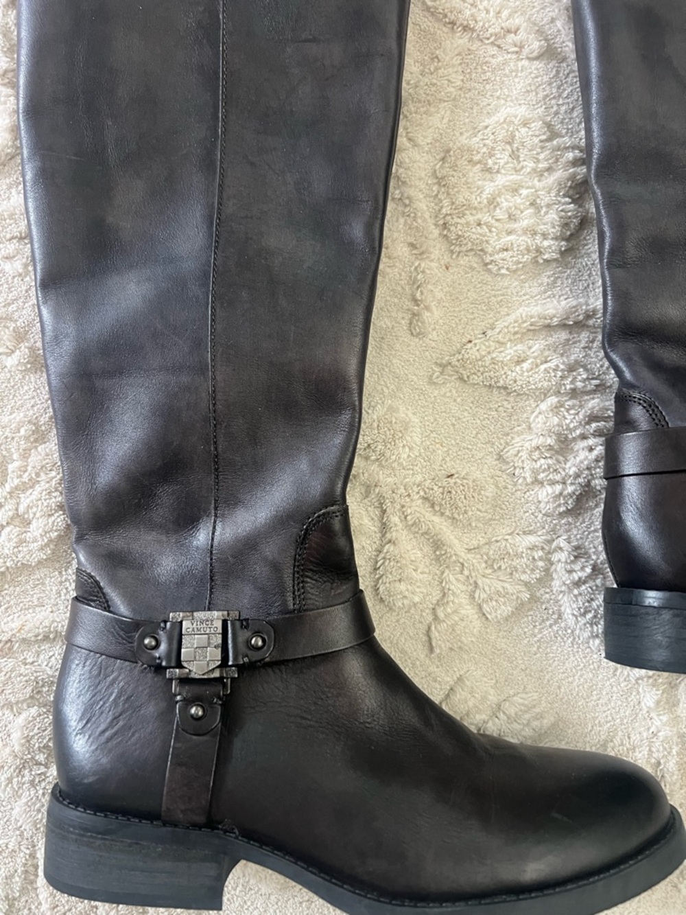 Vince Camuto Leather Tall Riding Boots with Branded Harness